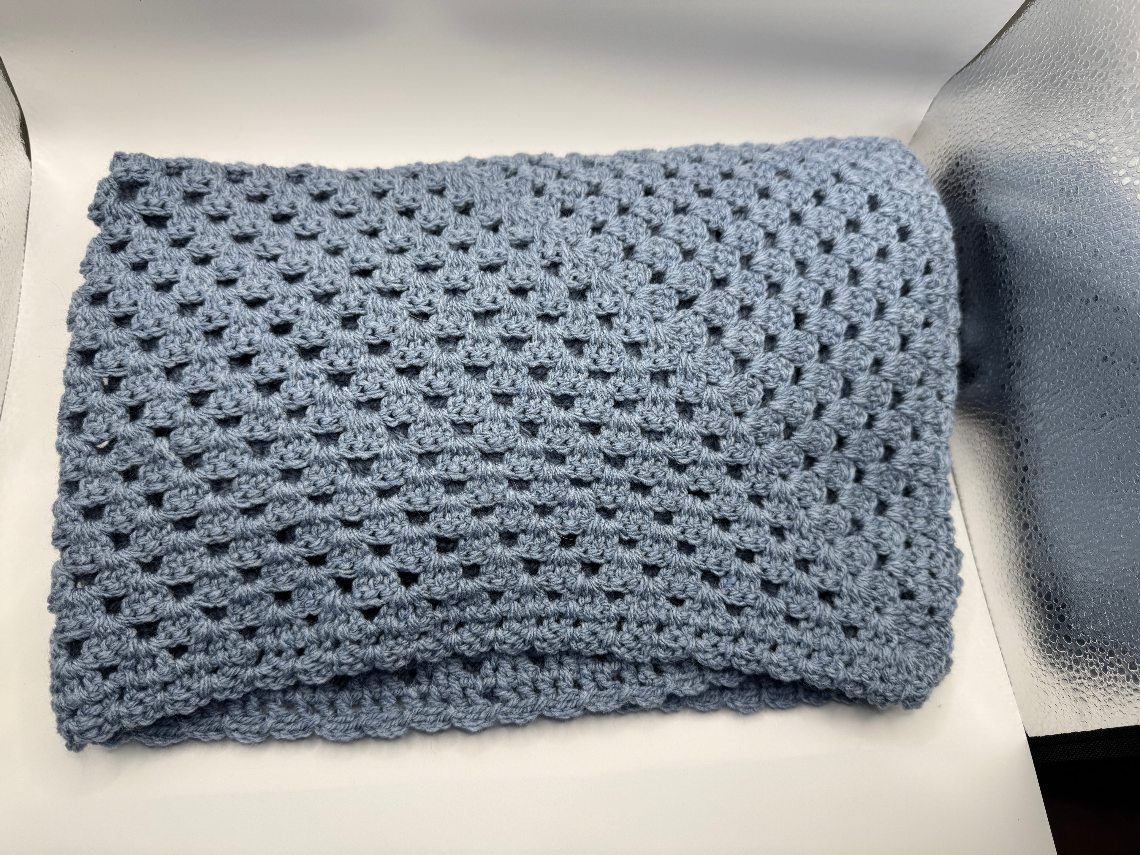 Dark Blue Crochet Blanket