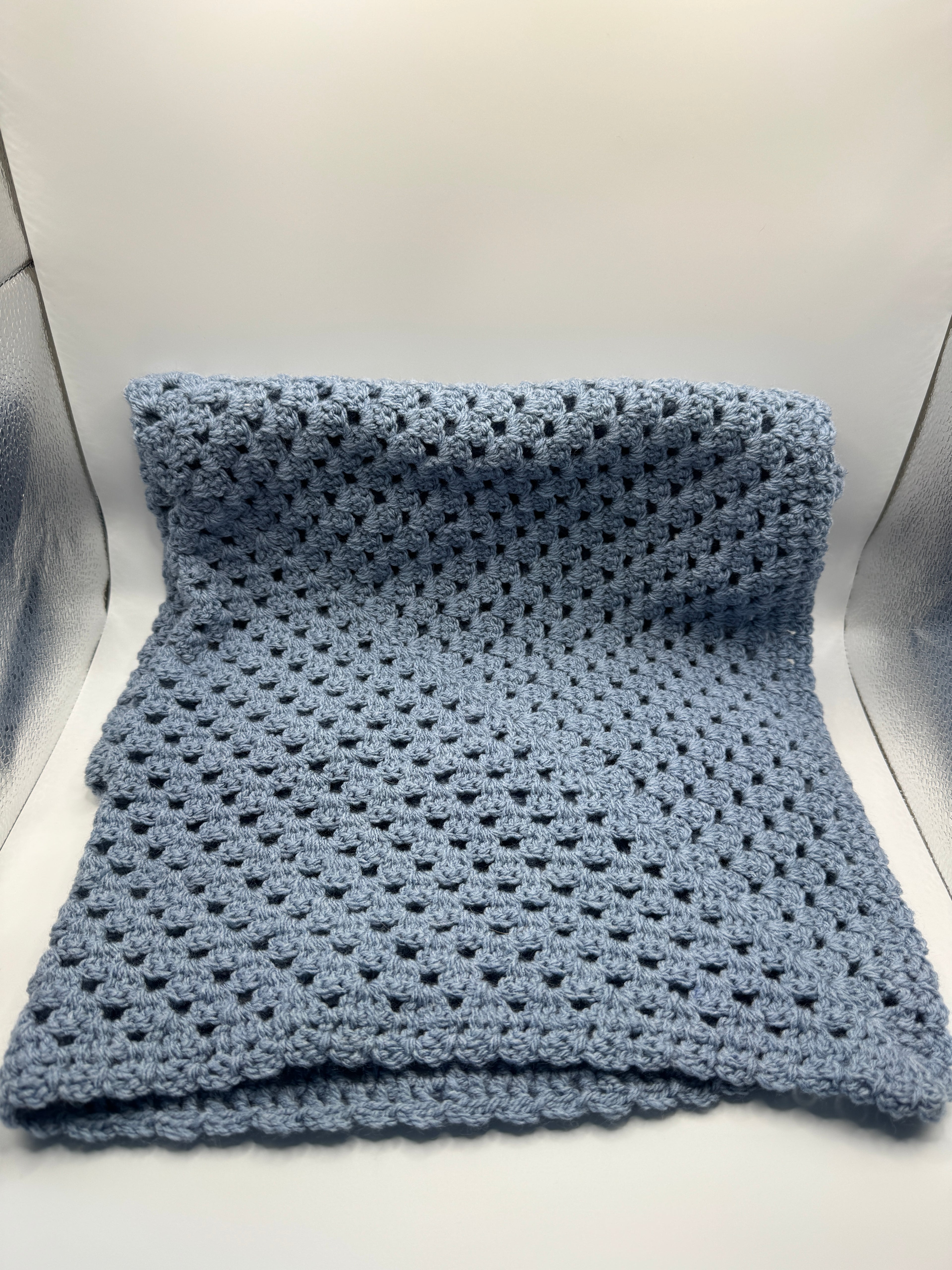 Dark Blue Crochet Blanket
