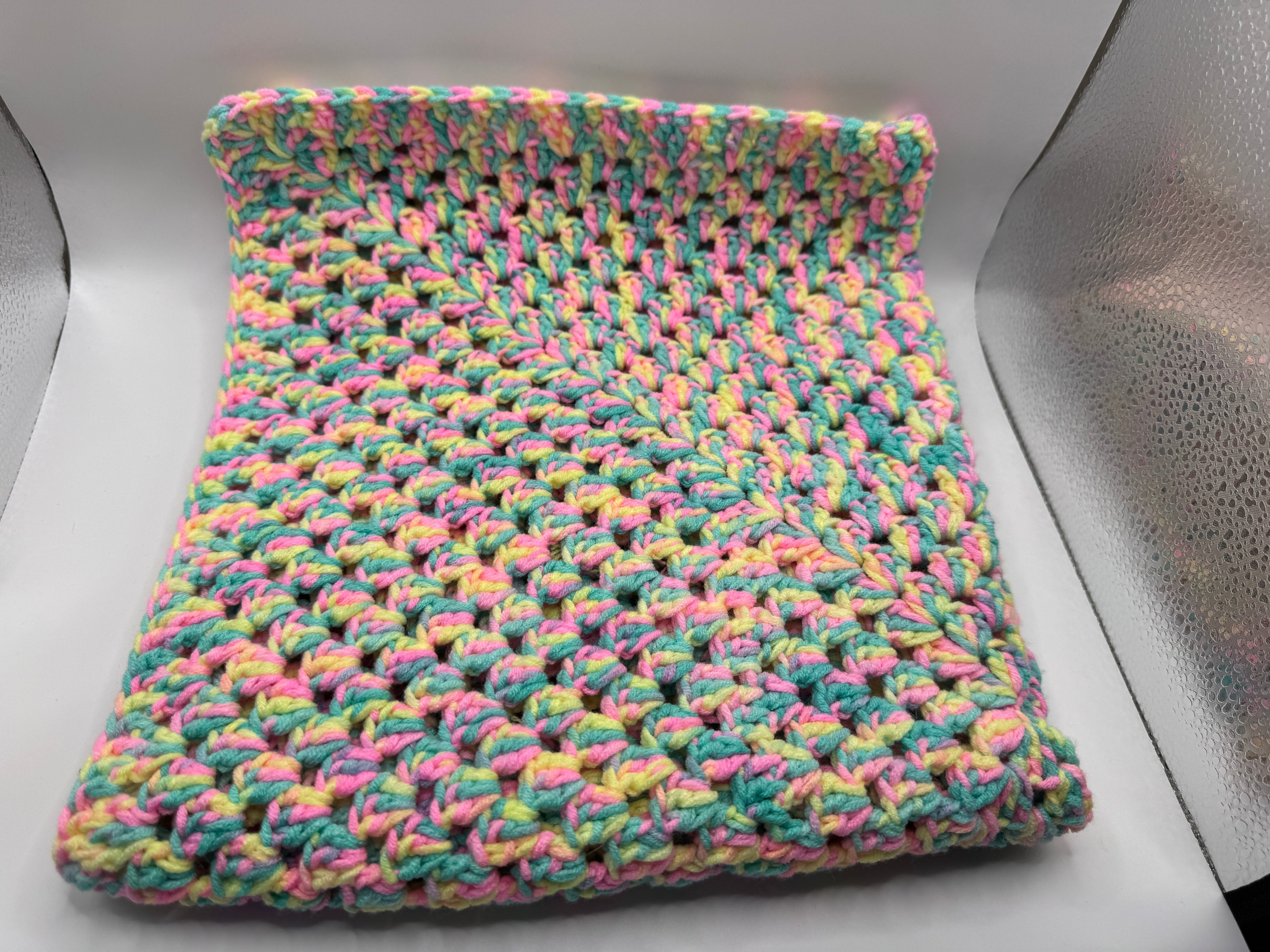 Bright Multicoloured Crochet Blanket