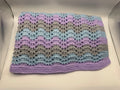 Blue, Purple and Grey Knitted Blanket