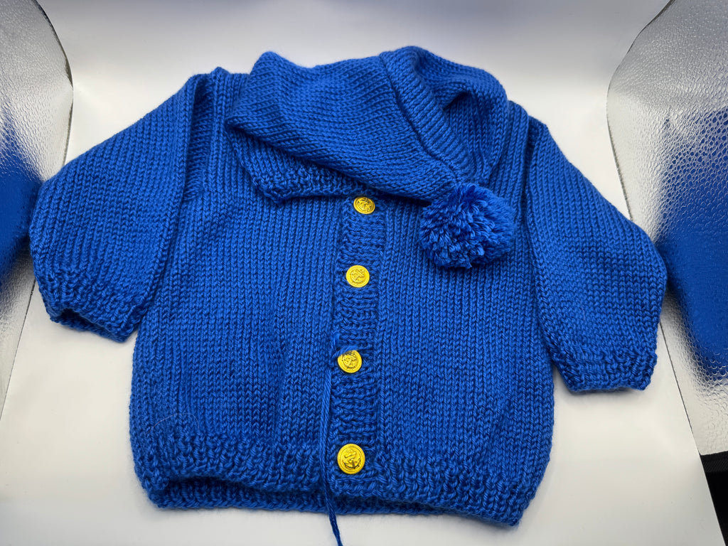 Blue Cardigan with Hood